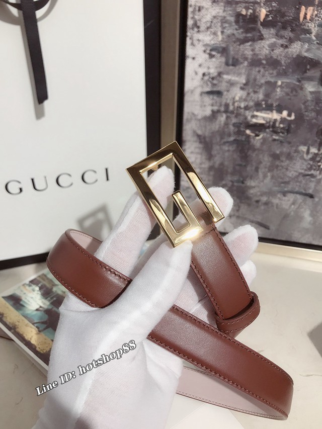 Gucci經典女士皮帶 370717 古奇方扣牛皮腰帶  jjp2039